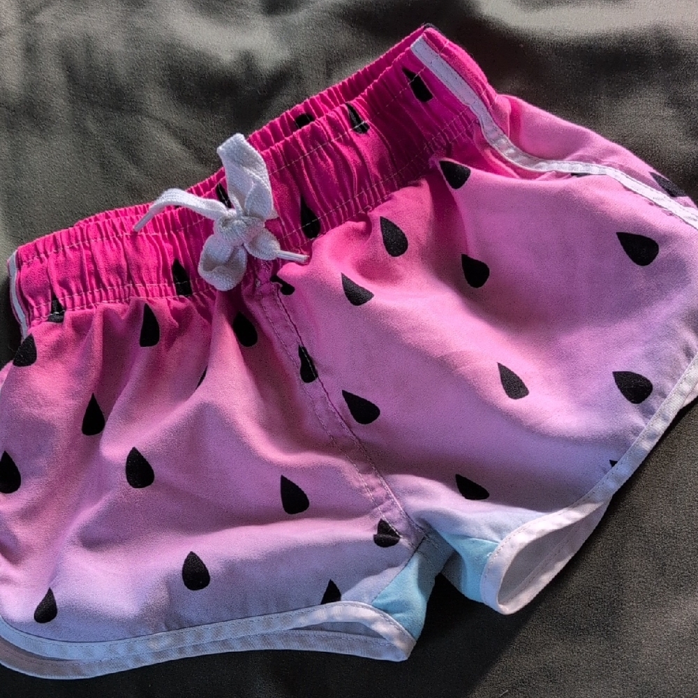 Pink and Black Watermelon-Inspired Casual Shorts